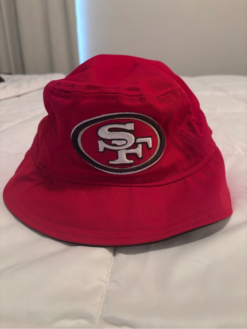 New Era Red Bucket Hat with SF Embroidered Logo